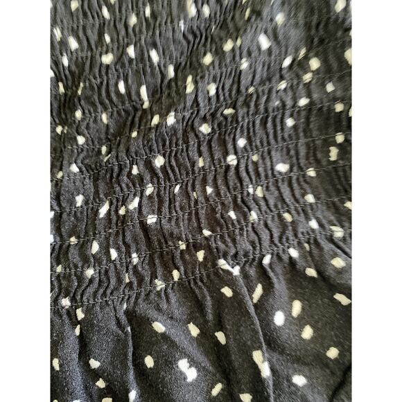 Kirious Los Angeles Black‎ White Smocked Fit Flare Flounce Sleeve Top Sz S - Picture 9 of 9